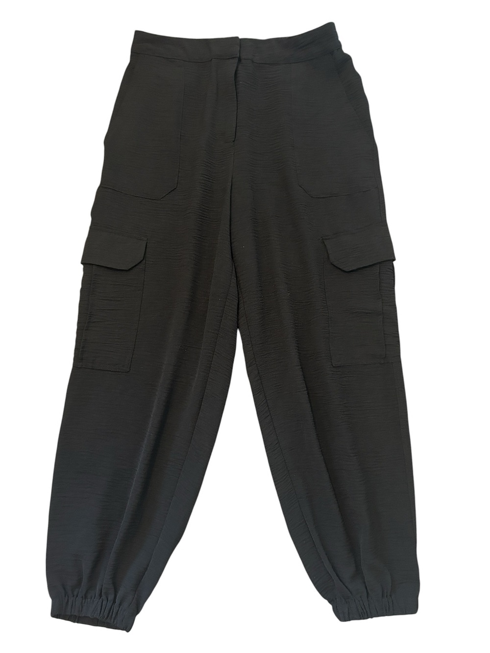 Sofia Vergara Black Textured Cargo Jogger Pants Women’s Pull On Utility Pants